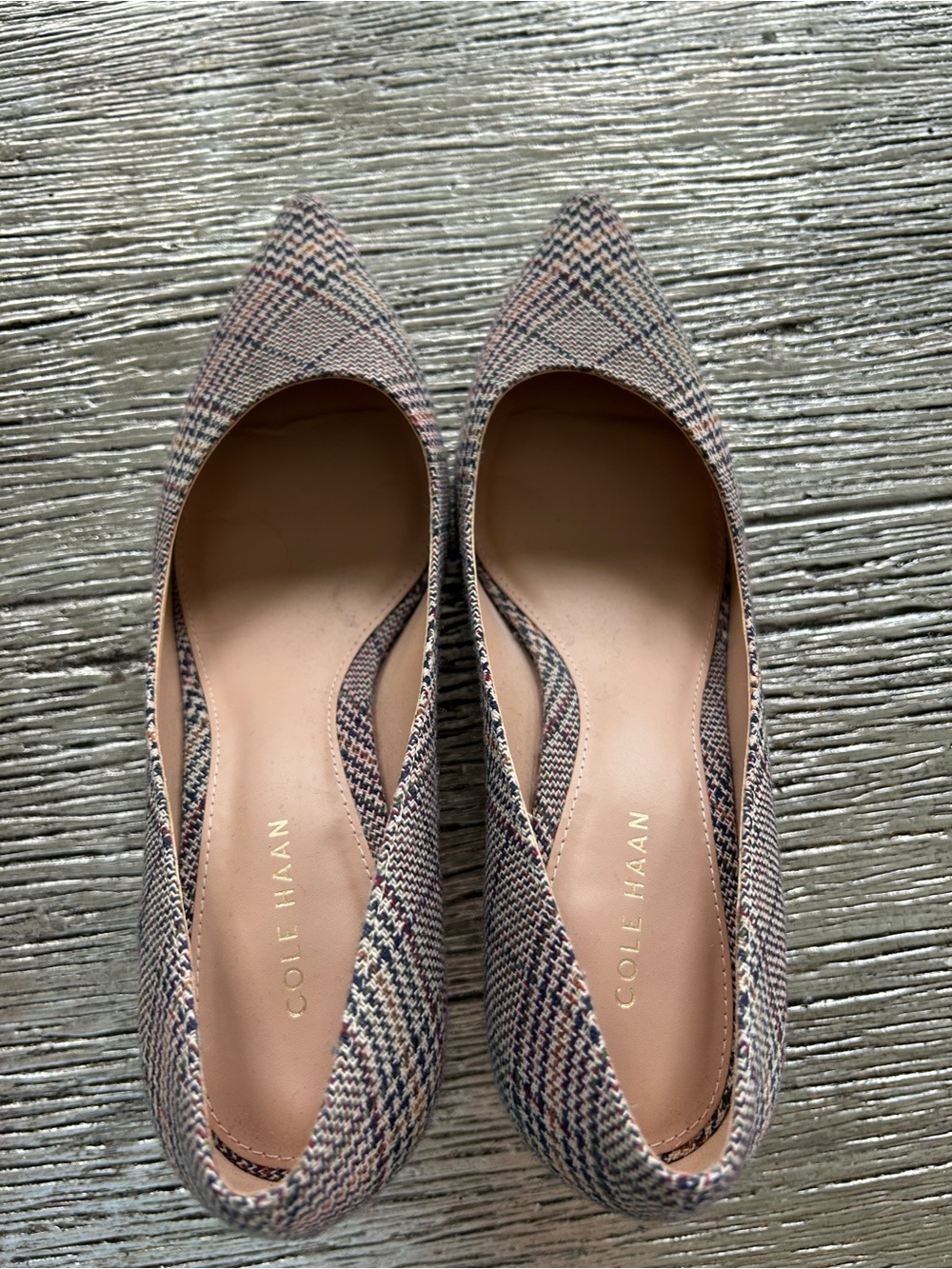 Cole Haan Multitone Plaid Pointed-Toe Flats - Picture 2 of 7